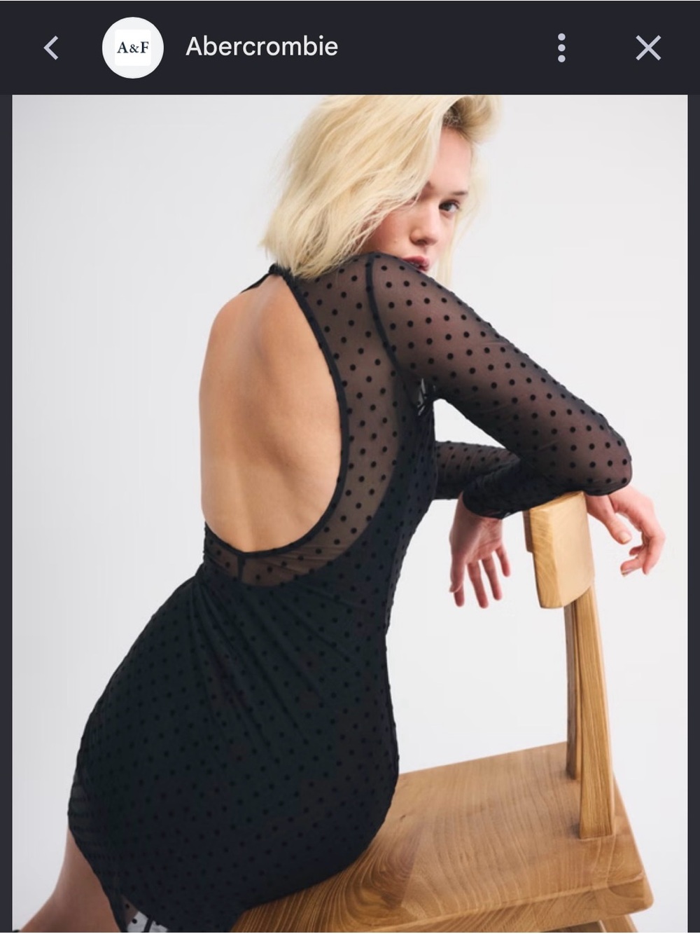 Abercrombie & Fitch Black Sheer Polka Dot Backless Mini